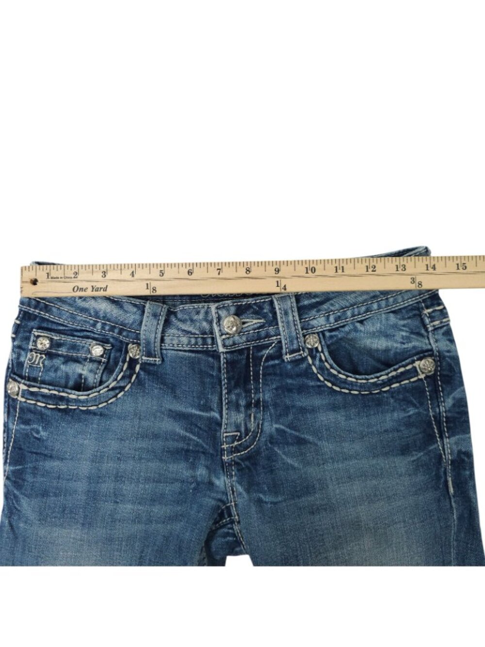 Miss Me Skinny Jeans Womens Size 27 Sequin Rhinestone Embellished Pocket Denim - Picture 3 of 16